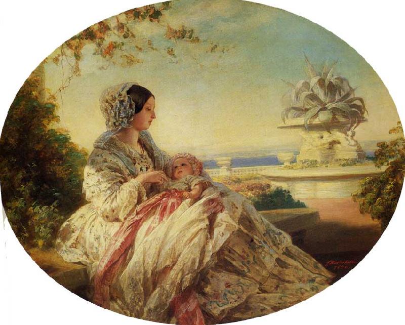 Franz Xaver Winterhalter Queen Victoria with Prince Arthur Sweden oil painting art